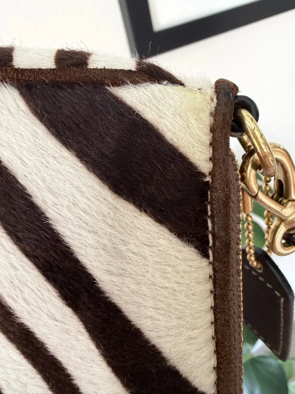 🦓 RARE Vintage Y2K Coach Zebra Calf Hair & Brown Suede Demi Shoulder Bag 🦓